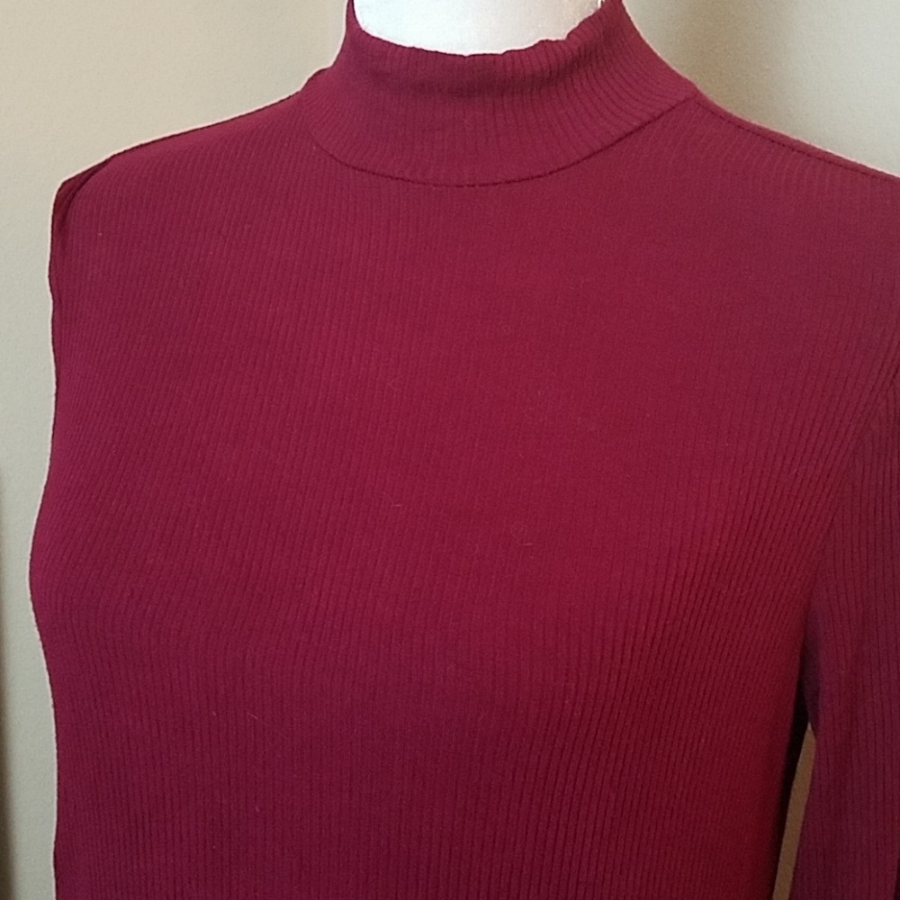 NWOT-NEW DIRECTION BRGNDY RIBBED KNIT SKATER DRESS - Picture 2 of 6